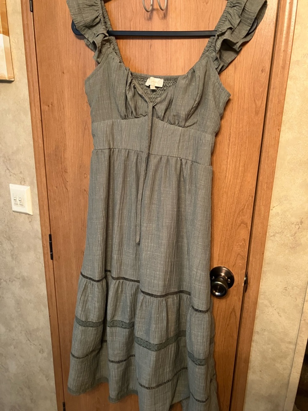 Altered State/Indulge Ruffle Strap Midi Dress in Sage Green Cottage Core Sz Smal